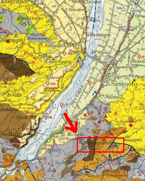 Affioramenti lungo il fiume Secchia